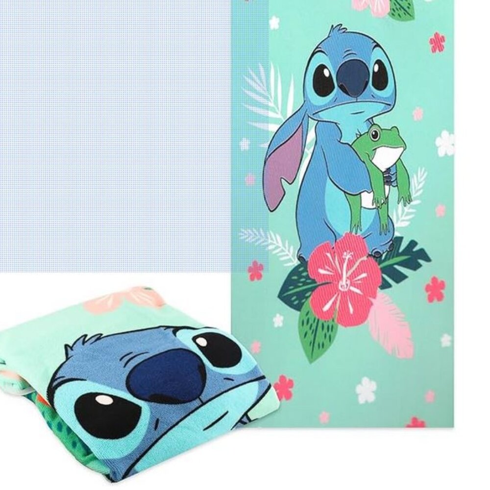 Disney Lilo and Stitch Floral Green Beach Towel - Picture 3 of 3